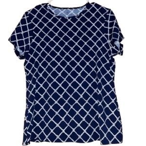 Land’s End Women’s Navy and White Nautical Rope Print Casual Shirt Sz-M